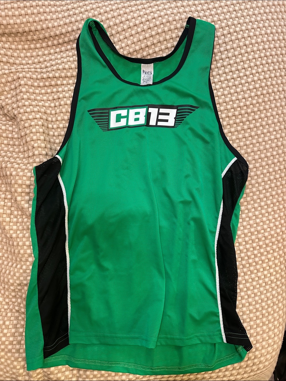 Green CB13 Athletic Mesh Singlet with Black Panels